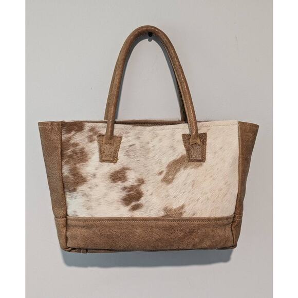 Vintage Brown & White Cowhide Shoulderbag